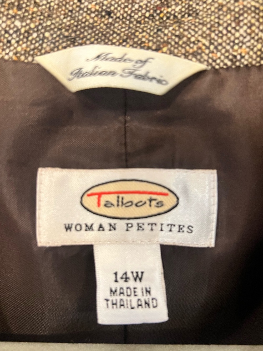 Talbots Women’s Brown Wool Blend Tweed Blazer Jacket, Size 14WP - Picture 3 of 9